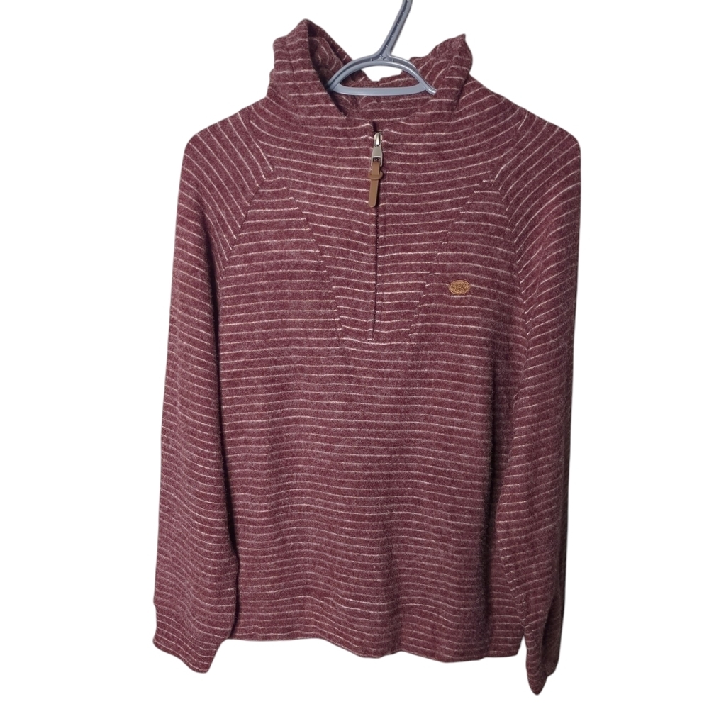 EGG Striped Burgundy 1/2 Zip Women's‎ Pullover Sweater Size Large